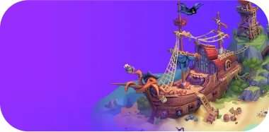 Изображение пиратского корабля в мультяшном стиле